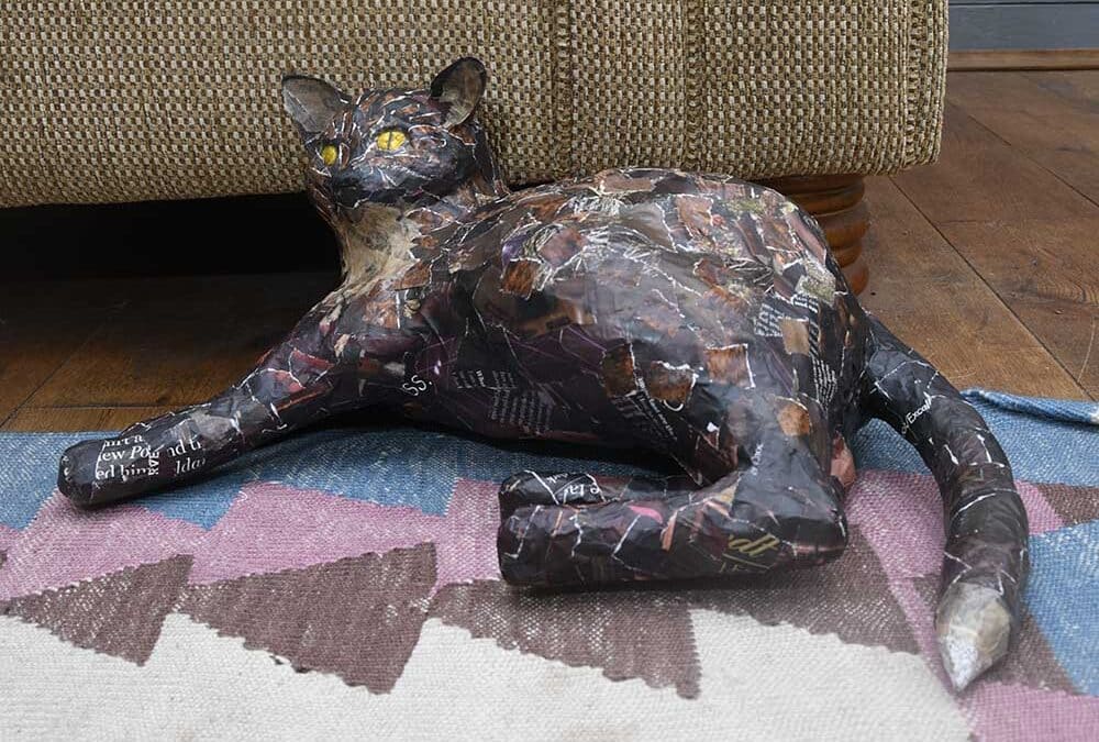 Introducing Molly, the papier mâché cat