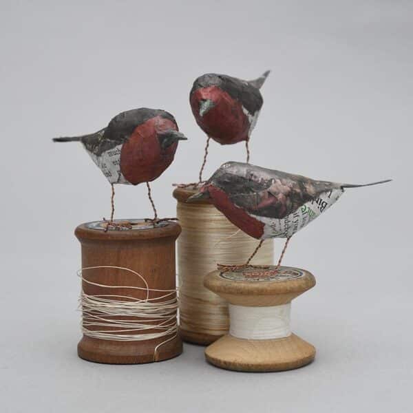 Patty Callaghan - Papier Mache Tiny robins