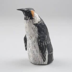 A papier mache penguin