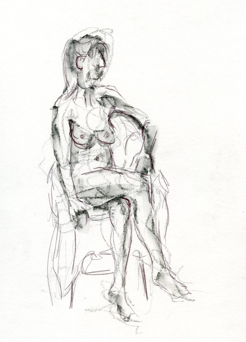 Seated female life model