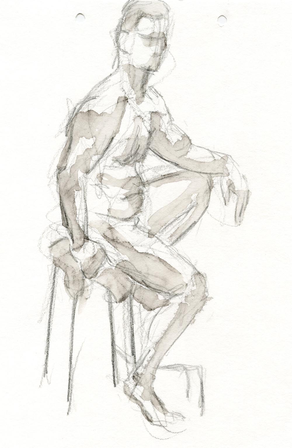 Study of a seated male life model