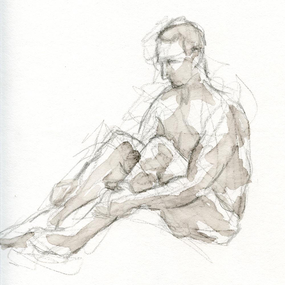 Study of a seated male life model