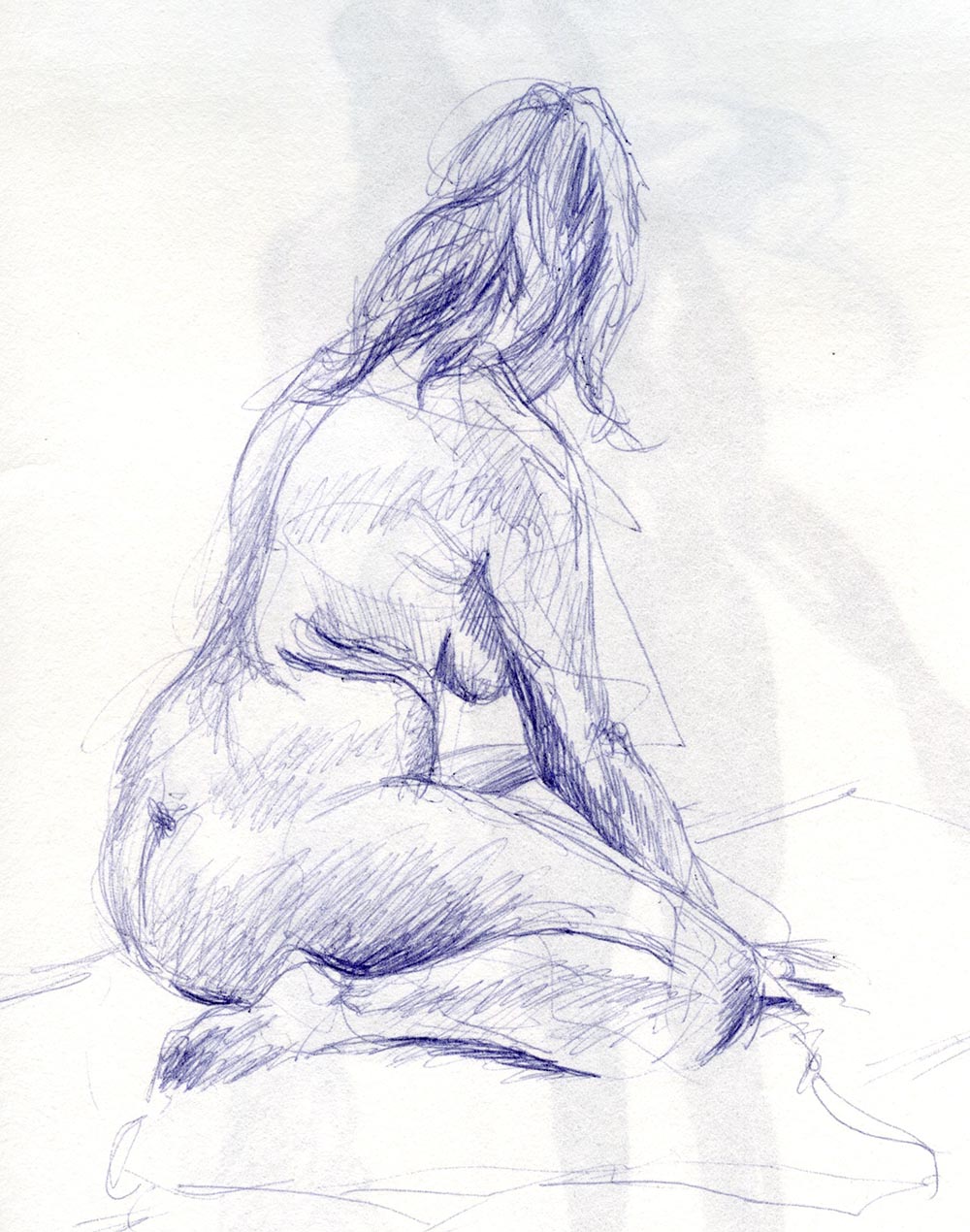 Drawing of a female life model