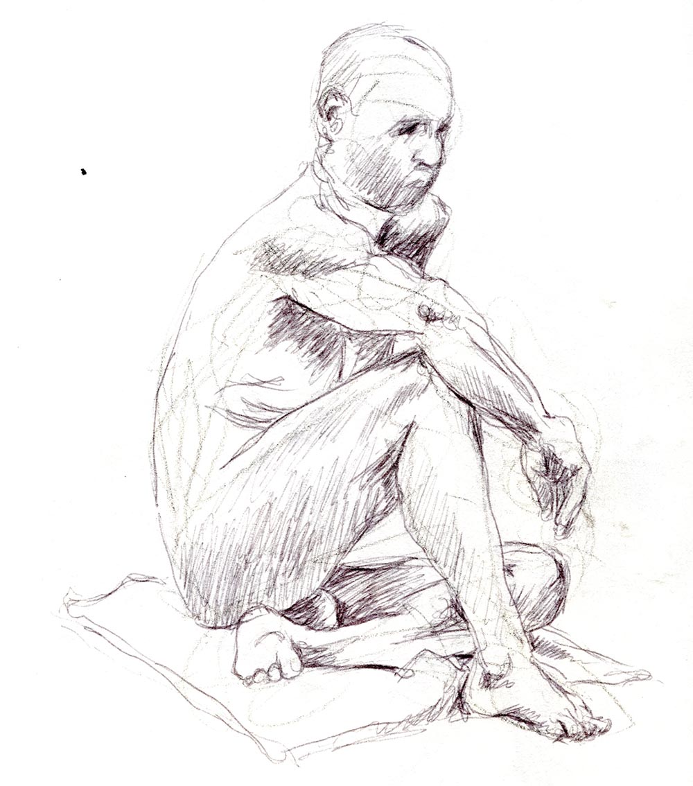 Seated male life model