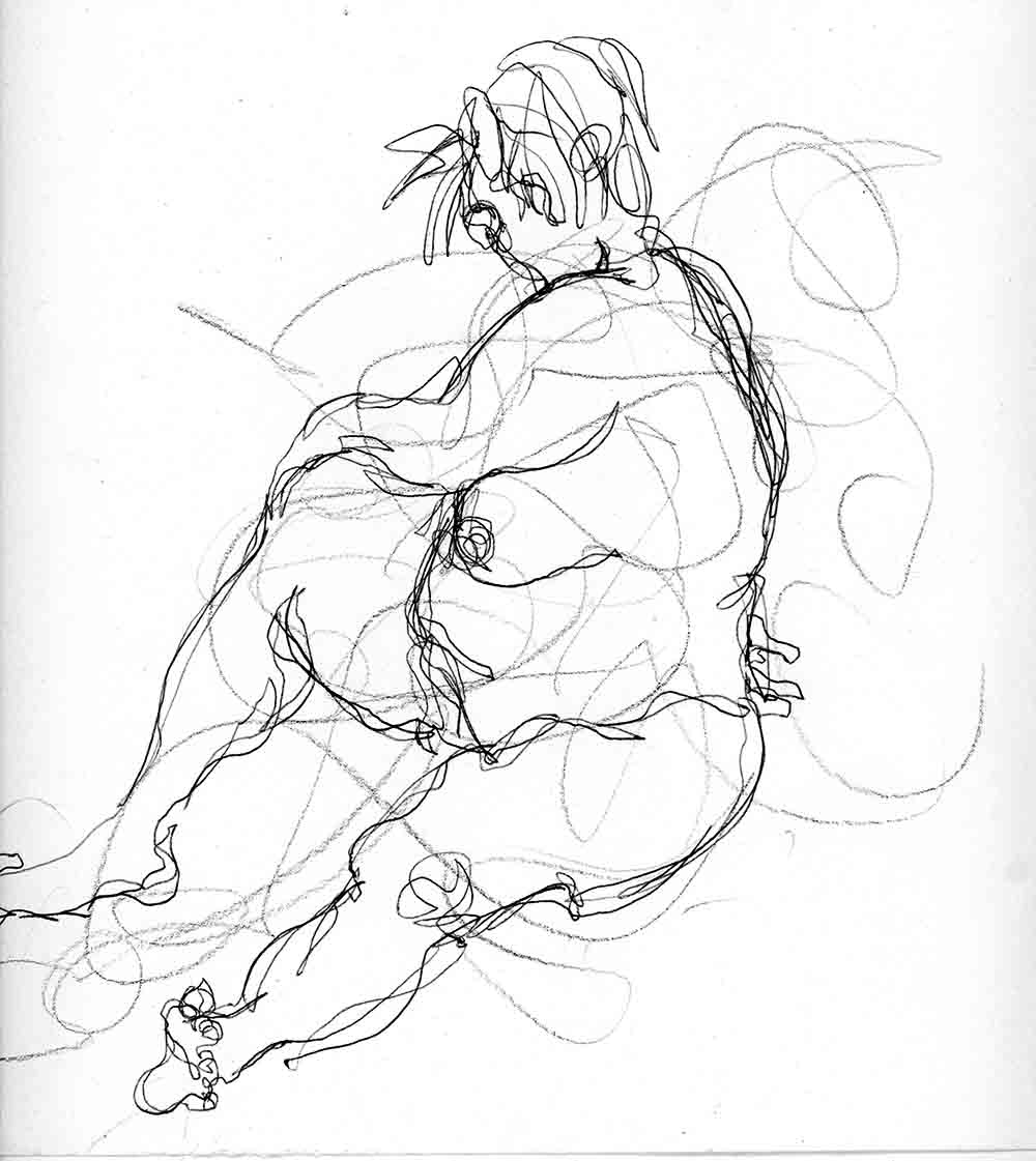 Study of a seated female life model