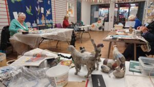 a pepier mache workshop in progress