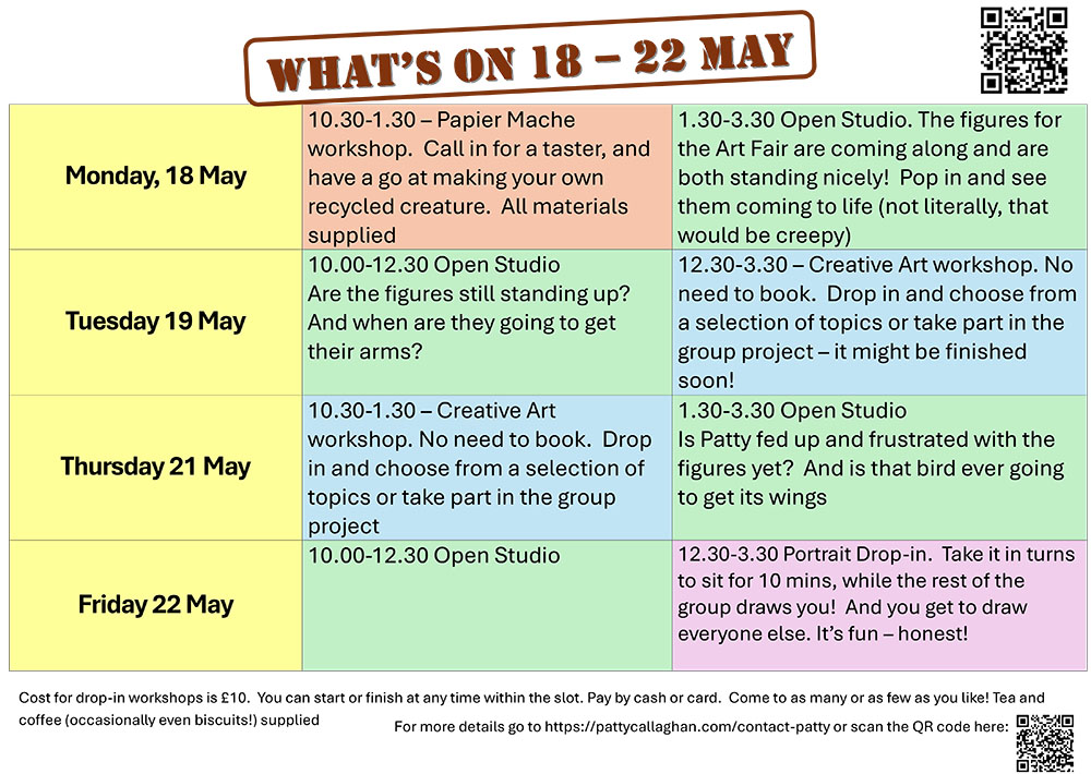A programme of events during a popup workshop