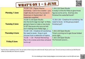 Schedule of Open Studio workshops