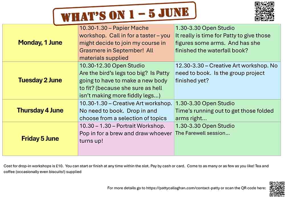 Schedule of Open Studio workshops